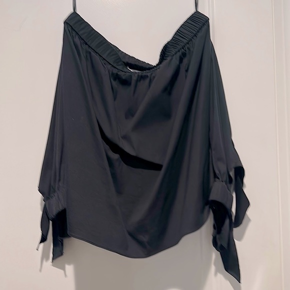 Black MILLY “Blithe”, off the shoulder top w/ bow accents. Elegant whimsy Sz S - Picture 4 of 12